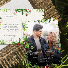 クリスマス縁どの緑の季節の挨拶の写真 ポストカード