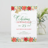 クリスマス縁どの花とタイポグラフィ招待状 招待状 (スタンド正面)