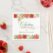 クリスマス縁どの花とタイポグラフィ スタンダードカクテルナプキン (インサイチュ)