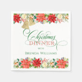 クリスマス縁どの花とタイポグラフィ スタンダードカクテルナプキン (正面)