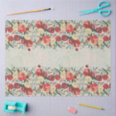 クリスマス縁どの花と星（青） 薄葉紙 (クラフト)