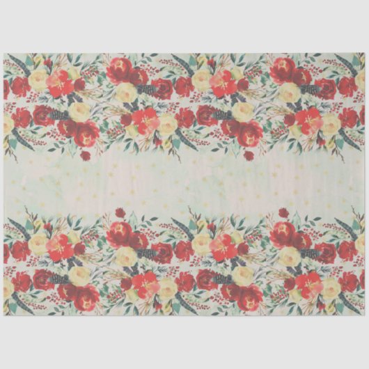 クリスマス縁どの花と星（青） 薄葉紙 (正面)