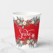 クリスマス縁どの花 – それを雪のタイポグラフィ 紙コップ (裏面)