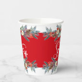 クリスマス縁どの花 – それを雪のタイポグラフィ 紙コップ (左)