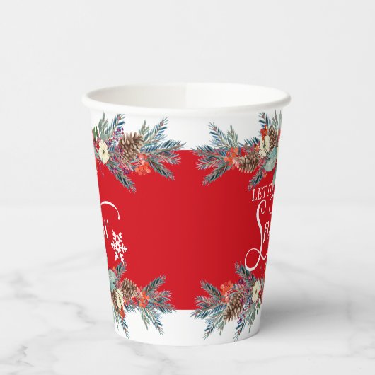 クリスマス縁どの花 – それを雪のタイポグラフィ 紙コップ (左)