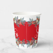 クリスマス縁どの花 – それを雪のタイポグラフィ 紙コップ (右)