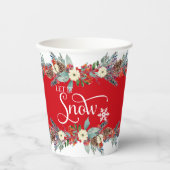 クリスマス縁どの花 – それを雪のタイポグラフィ 紙コップ (正面)