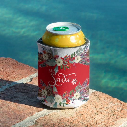 クリスマス縁どの花 – それを雪のタイポグラフィ 缶クーラー (インサイチュ プール)