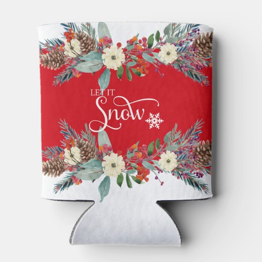 クリスマス縁どの花 – それを雪のタイポグラフィ 缶クーラー (裏面)