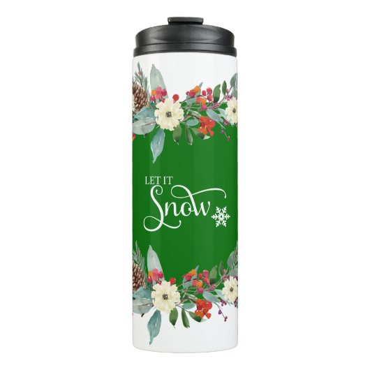 クリスマス縁どの花 – それを雪タイポグラフィ2 タンブラー (正面)