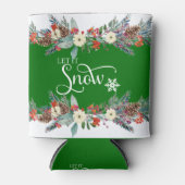 クリスマス縁どの花 – それを雪タイポグラフィ2 缶クーラー (正面)
