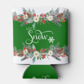 クリスマス縁どの花 – それを雪タイポグラフィ2 缶クーラー (裏面)