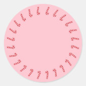 クリスマス縁どキャンディー赤ピンク空白のかわいい ラウンドシール (正面)