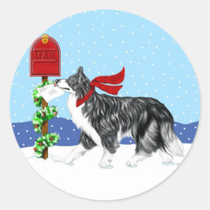 クリスマス縁どコリーメール ラウンドシール