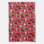 クリスマス縁どコリー キッチンタオル (縦)