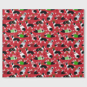 クリスマス縁どコリー ラッピングペーパー (フラット)