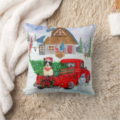 クリスマス縁どデリバリーのトラック雪でコリー犬 クッション (ブランケット)