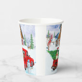 クリスマス縁どデリバリーのトラック雪でコリー犬 紙コップ (左)