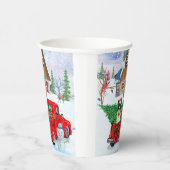 クリスマス縁どデリバリーのトラック雪でコリー犬 紙コップ (右)