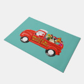 クリスマス縁どデリバリートラックにコリー犬 ドアマット (アングル)