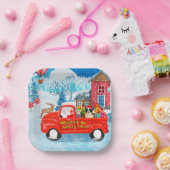 クリスマス縁どデリバリートラック雪のコリー犬 ペーパープレート (パーティー)