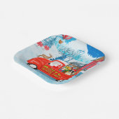 クリスマス縁どデリバリートラック雪のコリー犬 ペーパープレート (傾斜あり)