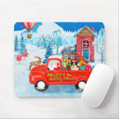 クリスマス縁どデリバリートラック雪のコリー犬 マウスパッド (マウス)