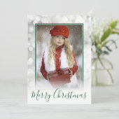 クリスマス縁どフォトシルバーとグリーン《写真》ぼけ味 シーズンカード (スタンド正面)