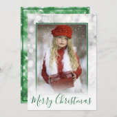 クリスマス縁どフォトシルバーとグリーン《写真》ぼけ味 シーズンカード (正面/裏面)