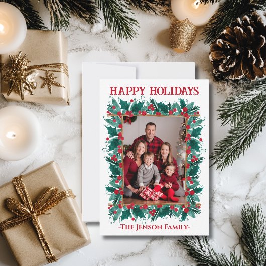 クリスマス縁どリースフォトクリスマスカード サンキューカード