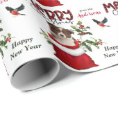 クリスマス縁ど抱き枕の赤いコリーパピー ラッピングペーパー (ロールコーナー)