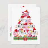 クリスマス羊＆豚ツリー ノートカード (正面/裏面)