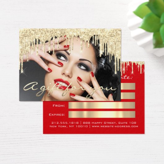 クリスマス美しいサロン金ゴールドギフト証明書赤 (デスク)