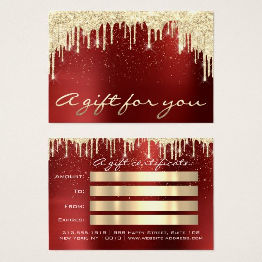 クリスマス美しい金ゴールド紙吹雪ギフトブルゴーニュ赤 (正面&裏面)