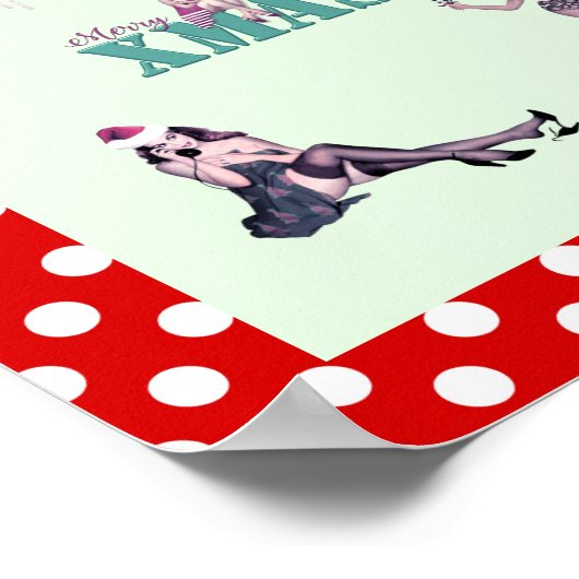 クリスマス美しい、ピンアップ女の子クリスマスアートプリント ポスター (角)