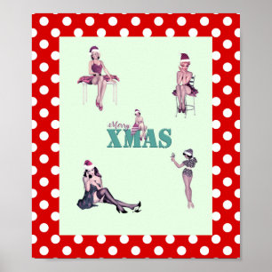 クリスマス美しい,ピンナップガールズクリスマスアートプリント ポスター