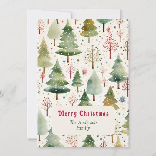 クリスマス美学水の色の森林木雪 シーズンカード (正面)