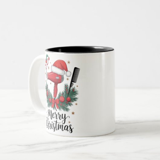 クリスマス美容師ヘアデザイナー ツートーンマグカップ (正面左)