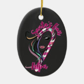 クリスマス美容師- Santa's Hair Helper セラミックオーナメント (正面)