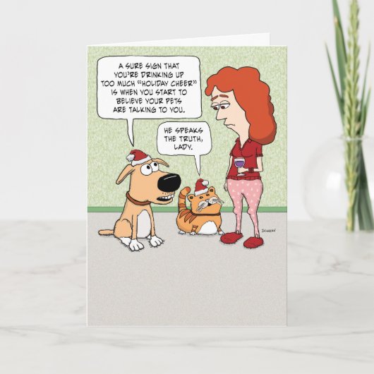 クリスマス考えに飲み過ぎるペット カード (正面)