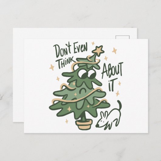 クリスマス考えの木の犬 シーズンポストカード (正面/裏面)