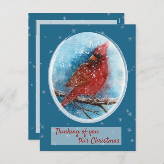 クリスマス考える(鳥)ショウジョウコウカンチョウズ・オブ・ユー・ホリデイ シーズンポストカード (正面/裏面)