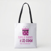 クリスマス考えサンタ…ピンクアンドブルゴーニュトート トートバッグ (正面)