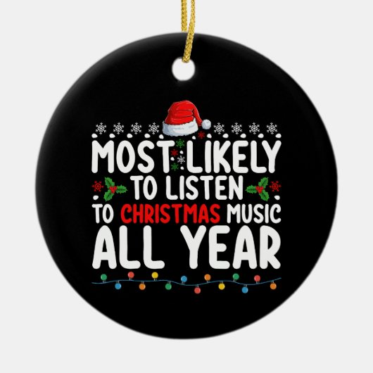 クリスマス聞音楽には一年中最も近い セラミックオーナメント (正面)