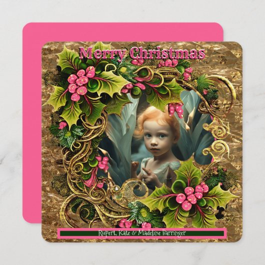 クリスマス自分の写真を追加する休日おもしろい 招待状 (正面/裏面)