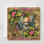 クリスマス自分の写真を追加する休日おもしろい 招待状 (正面)