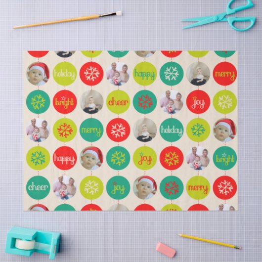 クリスマス自分の写真を追加ティッシュペーパー 薄葉紙 (クラフト)