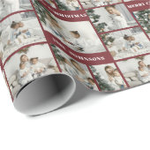 クリスマス自分の赤い6フォトコラージュを作成 ラッピングペーパー (ロールコーナー)