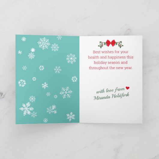 クリスマス自家製パン雪の結晶の休日ベーキング シーズンカード (内部)