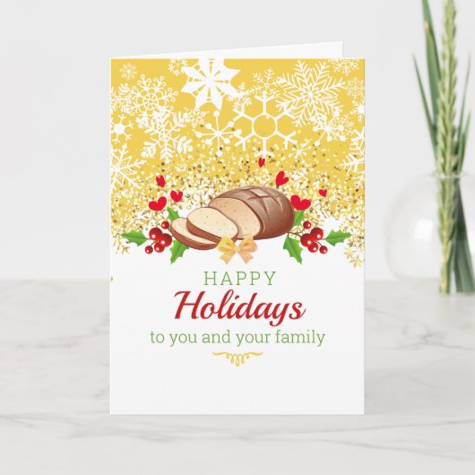 クリスマス自家製パン雪の結晶の休日ベーキング シーズンカード (正面)